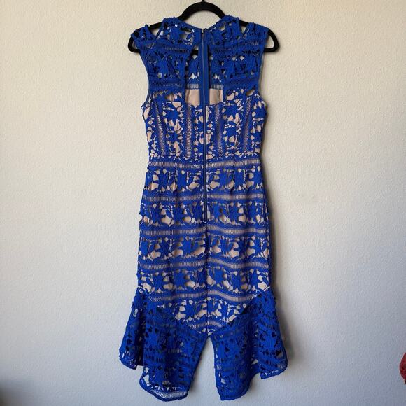 Cooper St Blue Crochet Lace Cocktail Dress Size 4 - Picture 3 of 6